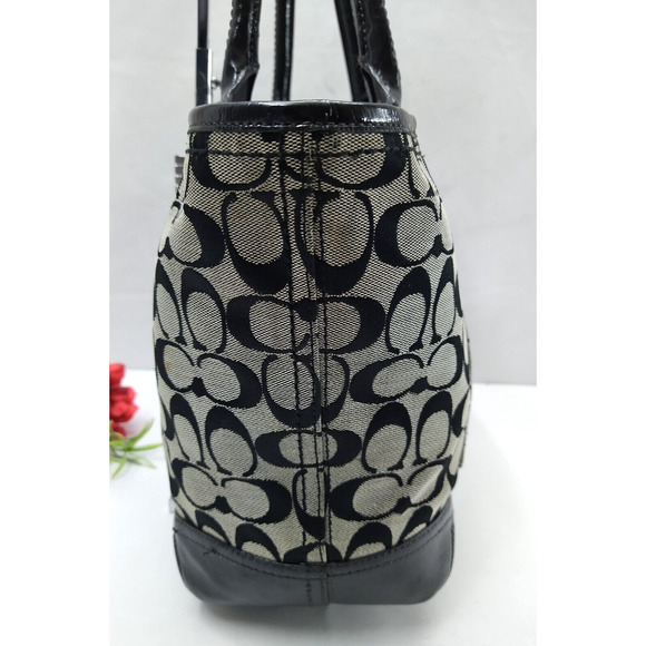 Coach Bleecker Signature Black Canvas Leather Trim Top Handle Tote Shoulder Bag - Picture 15 of 15